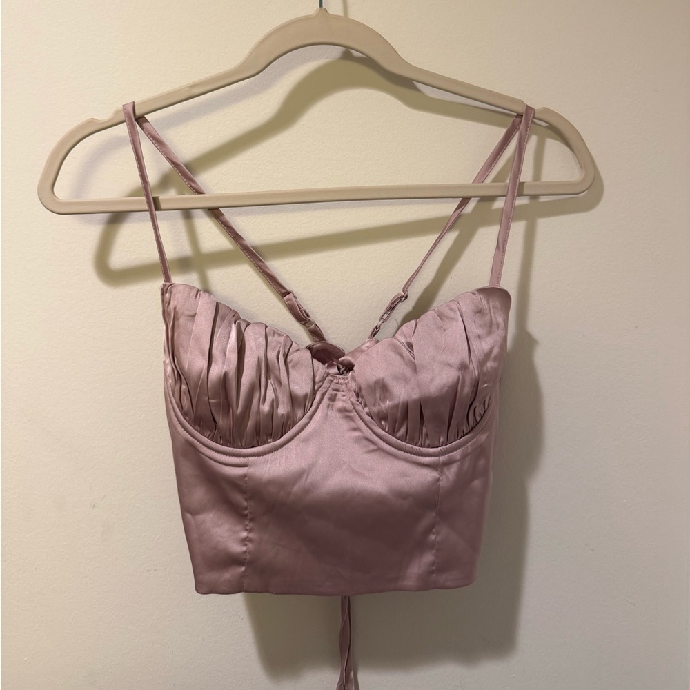 SHEIN Blush Satin Bustier Top